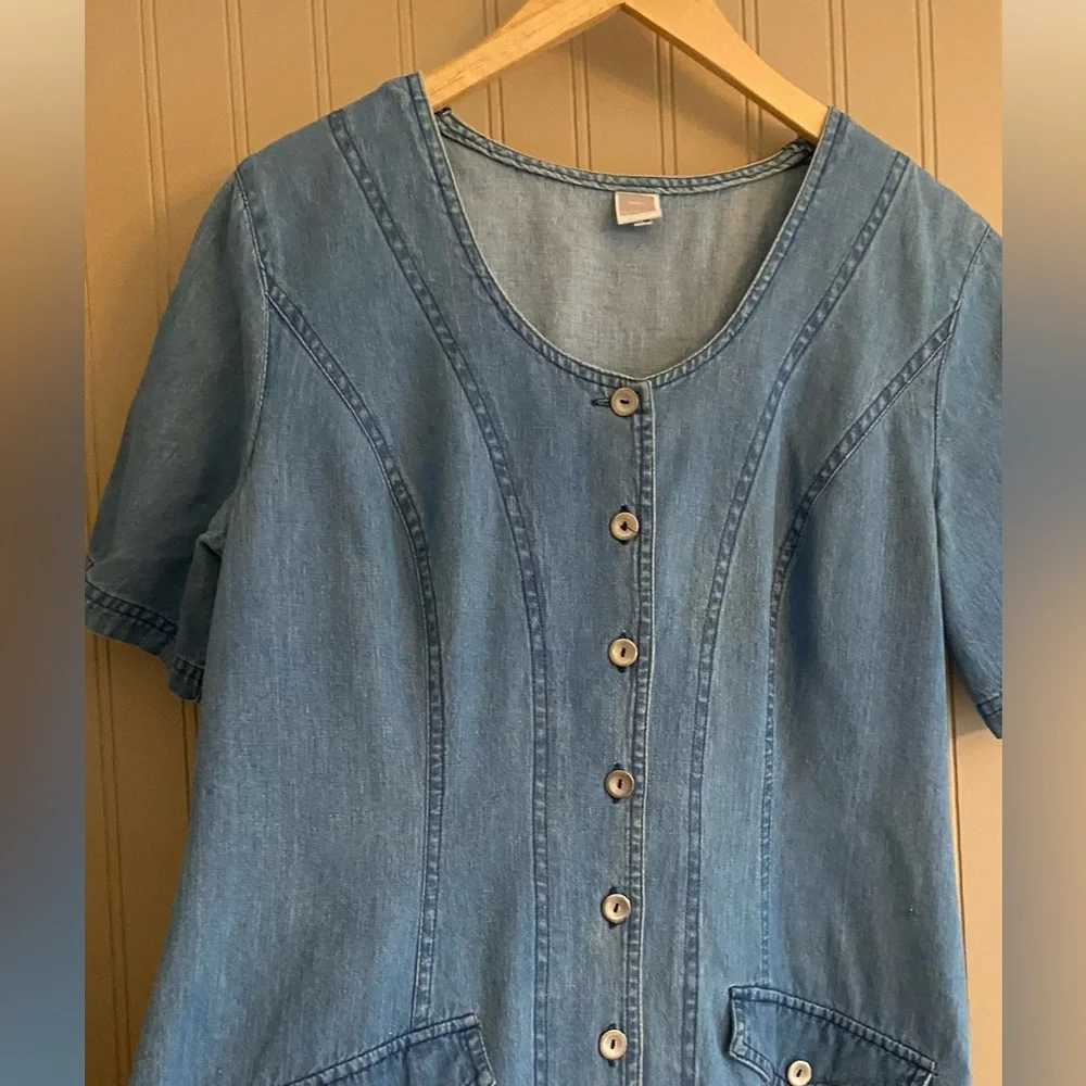 Vintage Denim 100% Cotton Maxi Dress by Miss Astor Women’s Size Medium to Large - Picture 2 of 8